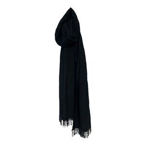 Vintage Collection XIIX Black Wool Scarf – 100% Wool with Beaded Fringe, Made in